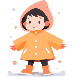 Hand Drawn A Child In A Raincoat Showing A Joyful