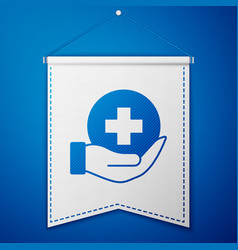 Blue Life Insurance Icon Isolated On Blue