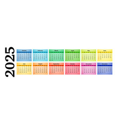 Calendar For 2025 Isolated On A White Background