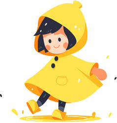 Hand Drawn A Child In A Raincoat Showing A Joyful