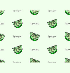 Lemon Cartoon Character Seamless Pattern On Green