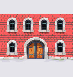 A Medieval Red Brick Building Front View