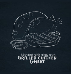 Grilled Chicken And Meat Outline