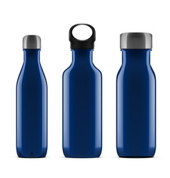 3d Blue Glossy Metal Reusable Water Bottle Set