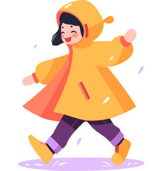 Hand Drawn A Child In A Raincoat Showing A Joyful