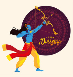 Lord rama with bow and arrow poster with text Vector Image