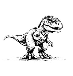 Baby Dinosaur Tyrannosaurus Hand Drawn Ink Sketch