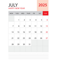 July 2025 Calendar 2025 Template