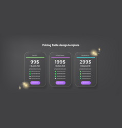 Price Table Concept Design Template