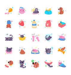 Set Of Cats And Dogs Flat Stickers