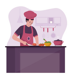 Chef Man Cooking Design Concept