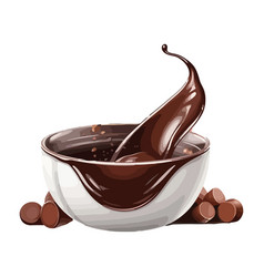 Splashing Chocolate Sauce In A Bowl