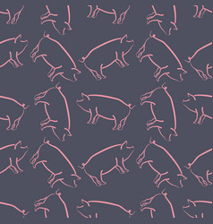 Pig Sketch Seamless Repeat Pattern On Dark