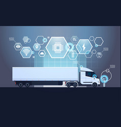 Set Of Infographic Elements With Modern Semi Truck