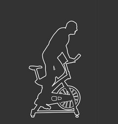 Man Work Out On Exercise Bike Line Contour