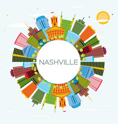 Nashville Tennessee City Skyline With Color