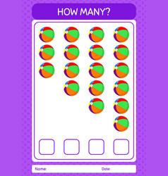 How Many Counting Game With Beach Ball Worksheet