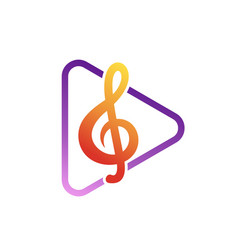 Play Music Note Logo Design