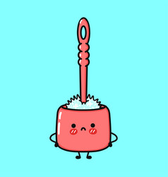 Cute Sad Toilet Brush Character Hand Drawn