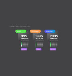 Price Table Concept Design Template