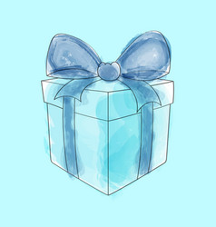 Blue Gift Box With Blue Bow