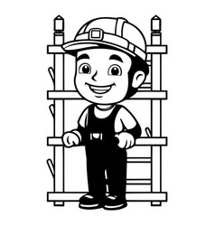 Cute Little Boy In Construction Helmet And