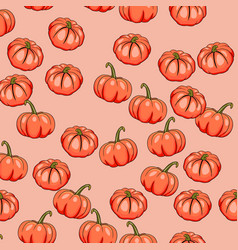 Seamless Pattern With Halloween Pumpkins On Color