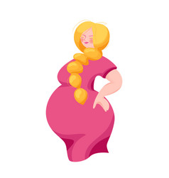 Cute Blond Pregnant Girl With Long Hair Pink Dress