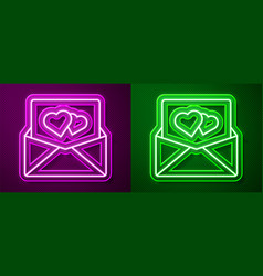 Glowing Neon Line Envelope With Valentine Heart