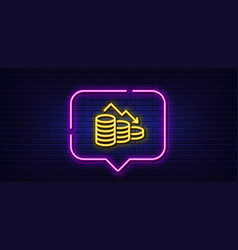 Money Loss Line Icon Financial Crisis Sign Neon