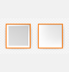 Photo Frame Square Mockup Realistic Orange Empty