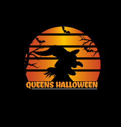 Queens Halloween T Shirt Design Landscape Retro