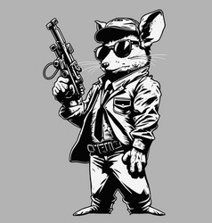 Rat With Gun Gangster Mouse