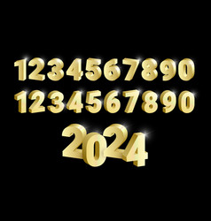 3d Golden Shiny Metal Numbers Set Gold Font Signs