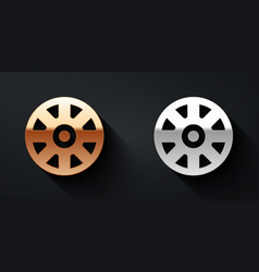 Gold And Silver Alloy Wheel For Car Icon Isolated