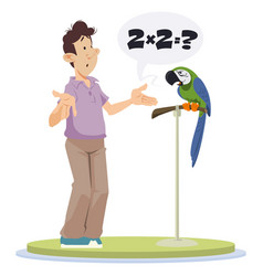 Man Talking With Parrot People And Animal