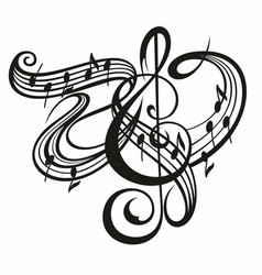 Music Notes In Swirl Musical Design Element Vect