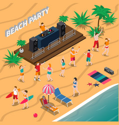 Beach Party Isometric Composition