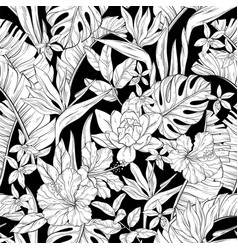 Black And White Pattern With Various Flowers