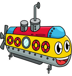 Submarine With Face Vehicle Cartoon Clipart