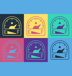 Pop Art Motor Gas Gauge Icon Isolated On Color