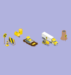 3d Isometric Flat Set Of Radioactive Waste