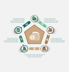 5 Stages Pentagon Shape Infographics