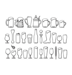 Big Vintage Outline Set Of Beer Objects Various