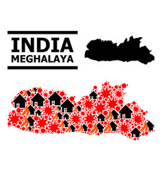 War Mosaic Map Of Meghalaya State