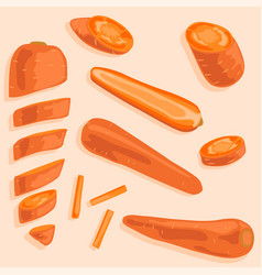 Carrots Whole And Cut Into Halves And Slices