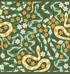 Seamless Pattern With Colorful Ornate Snakes