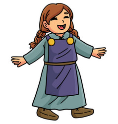 Happy Viking Girl Cartoon Colored Clipart