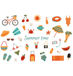 Summer Time Clip Art Set Of Clothes Fruits