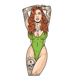 Young Tattooed Girl Colorful Emblem